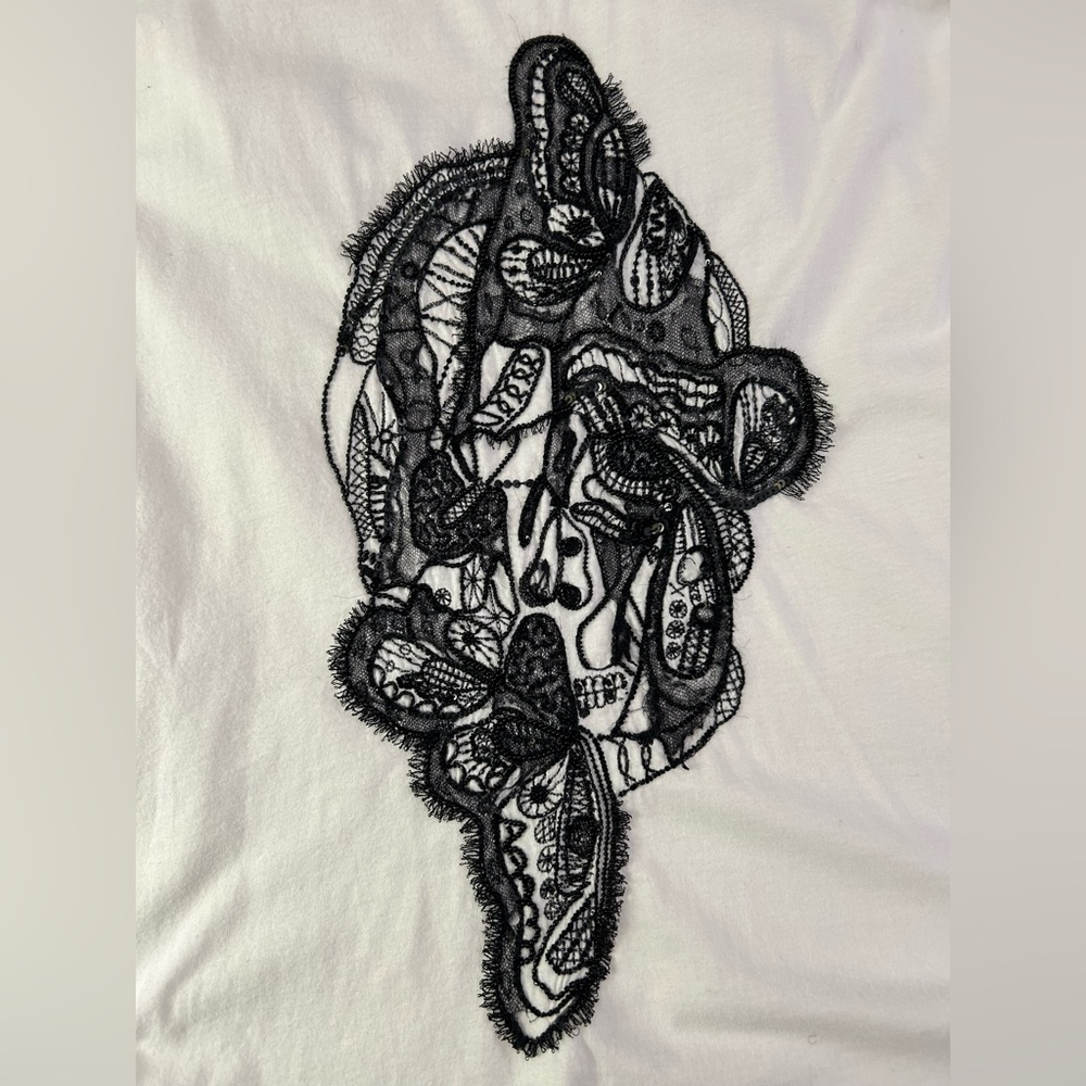 ALEXANDER MCQUEEN Skull Tank Top Beaded Lace White Black 38 - Picture 2 of 15